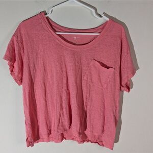 Lou & Grey Pink 100% Linen Beachy Lagenlook Coastal Tshirt Women's Size Medium